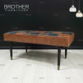 Antique Creative Fitting Room Shoes Changing Stool Wooden Leather Sofa Bench